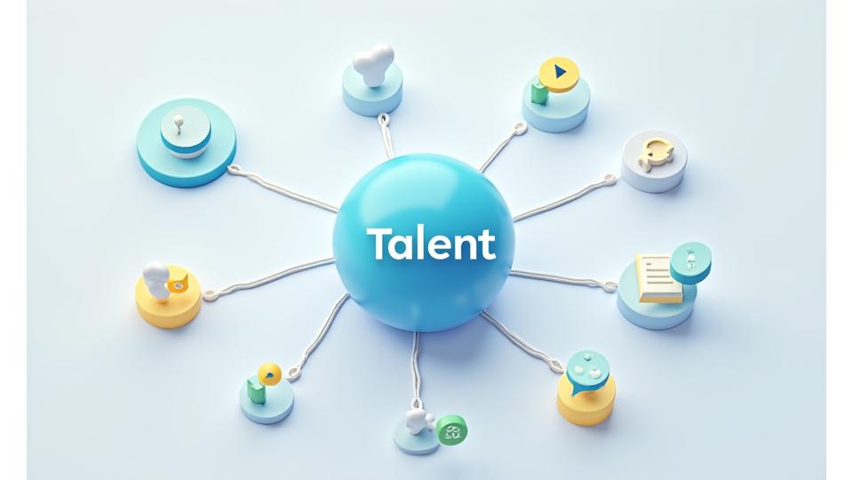 An infographic or hub-and-spoke diagram visually representing diverse candidate sourcing channels such as social media, job boards, networking events, and direct outreach.